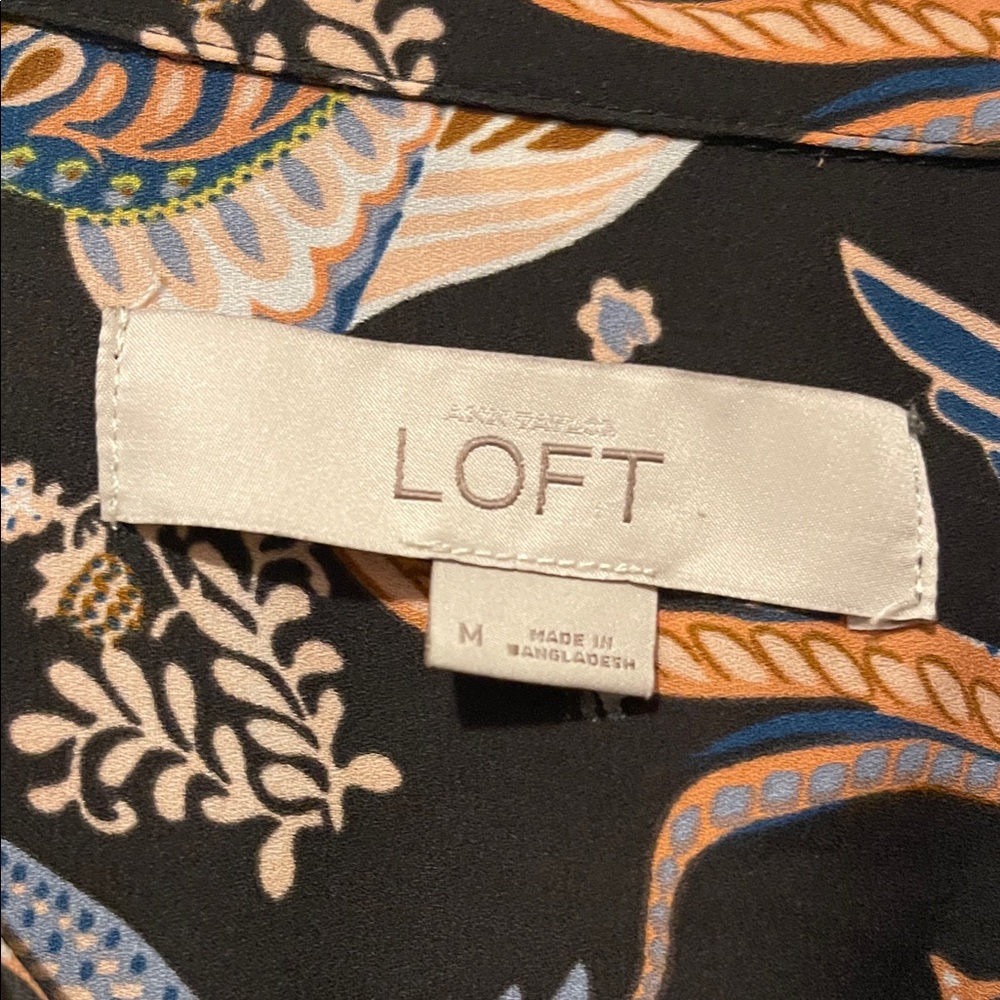 LOFT Womens Multicolor Bird Print Shirt - Picture 2 of 4